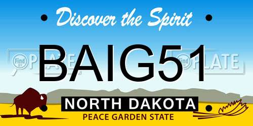 BAIG51 North Dakota License Plate