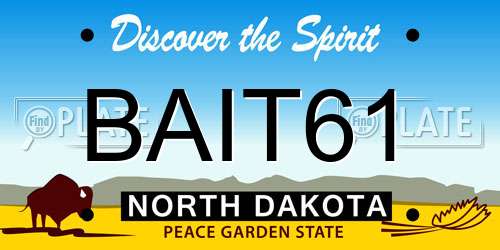 BAIT61 North Dakota License Plate