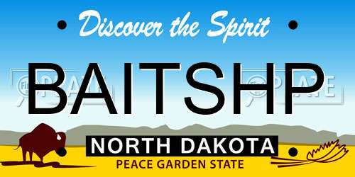BAITSHP North Dakota License Plate