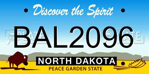 BAL2096 North Dakota License Plate
