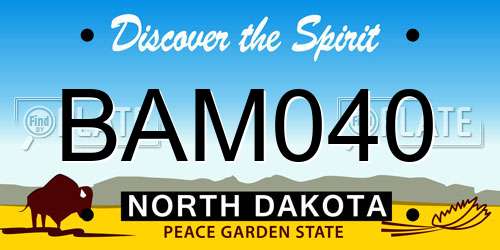 BAM040 North Dakota License Plate
