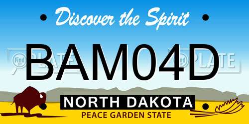BAM04D North Dakota License Plate