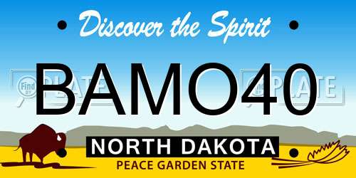 BAMO40 North Dakota License Plate