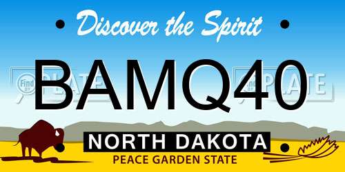 BAMQ40 North Dakota License Plate