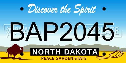 BAP2045 North Dakota License Plate