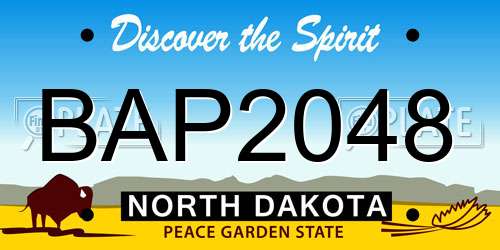 BAP2048 North Dakota License Plate
