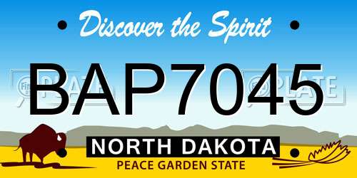 BAP7045 North Dakota License Plate