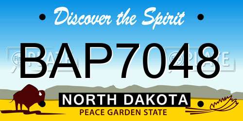 BAP7048 North Dakota License Plate