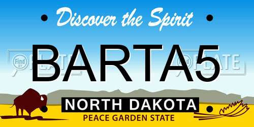 BARTA5 North Dakota License Plate