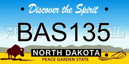 BAS135 North Dakota License Plate