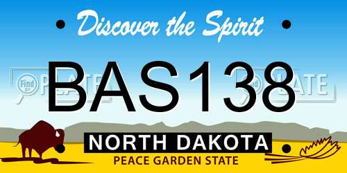 BAS138 North Dakota License Plate