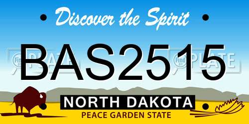 BAS2515 North Dakota License Plate
