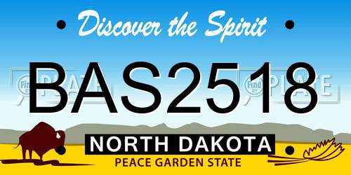 BAS2518 North Dakota License Plate
