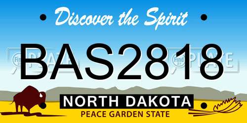 BAS2818 North Dakota License Plate