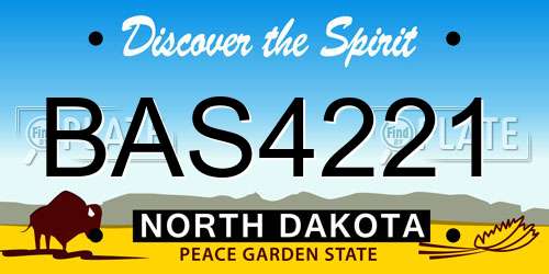 BAS4221 North Dakota License Plate