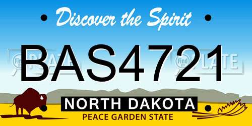 BAS4721 North Dakota License Plate