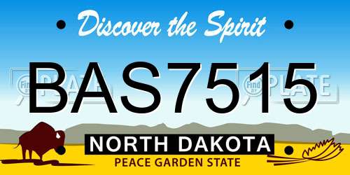BAS7515 North Dakota License Plate