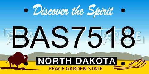 BAS7518 North Dakota License Plate