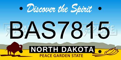 BAS7815 North Dakota License Plate