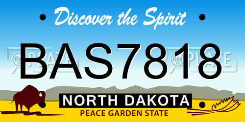 BAS7818 North Dakota License Plate