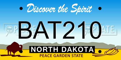BAT210 North Dakota License Plate