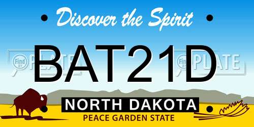 BAT21D North Dakota License Plate