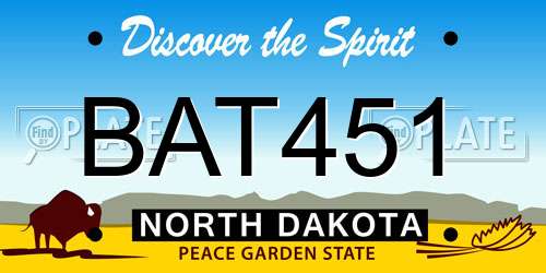 BAT451 North Dakota License Plate