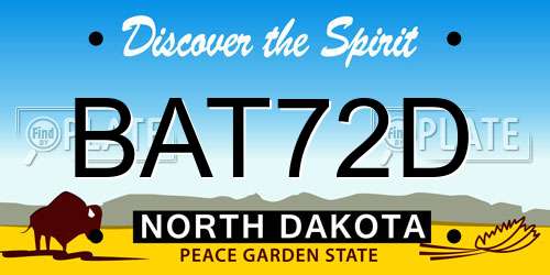 BAT72D North Dakota License Plate