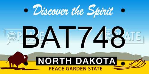 BAT748 North Dakota License Plate