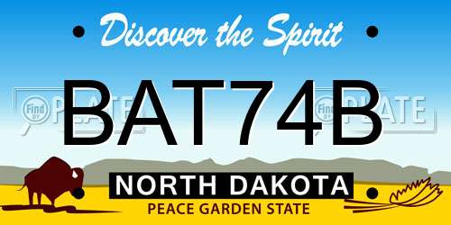 BAT74B North Dakota License Plate