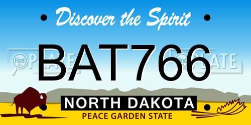 BAT766 North Dakota License Plate