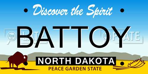 BATTOY North Dakota License Plate