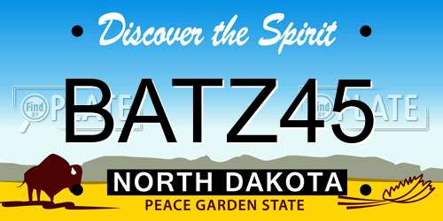 BATZ45 North Dakota License Plate