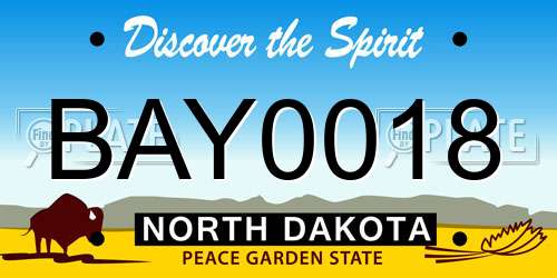 BAY0018 North Dakota License Plate