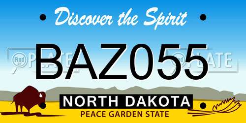 BAZ055 North Dakota License Plate