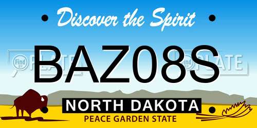 BAZ08S North Dakota License Plate