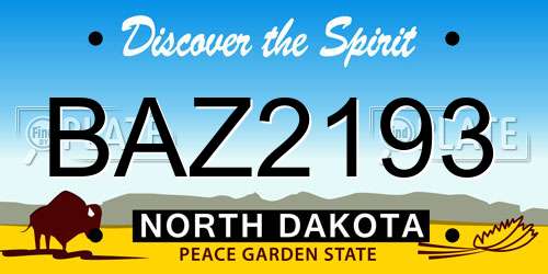 BAZ2193 North Dakota License Plate