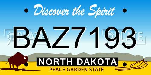 BAZ7193 North Dakota License Plate