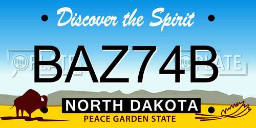 BAZ74B North Dakota License Plate