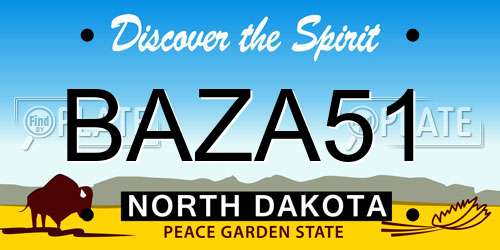 BAZA51 North Dakota License Plate