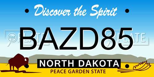 BAZD85 North Dakota License Plate