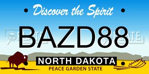 BAZD88 North Dakota License Plate