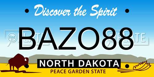 BAZO88 North Dakota License Plate