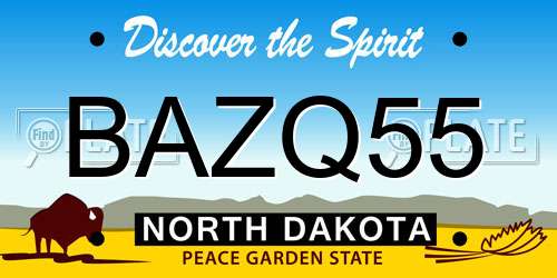 BAZQ55 North Dakota License Plate