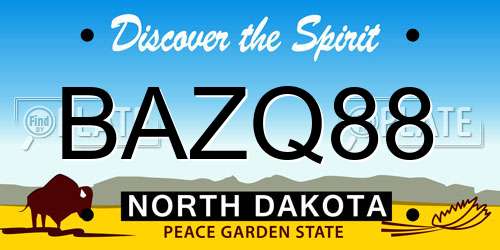 BAZQ88 North Dakota License Plate
