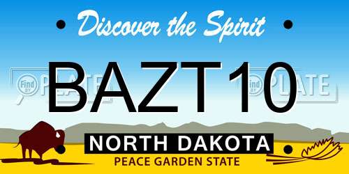 BAZT10 North Dakota License Plate