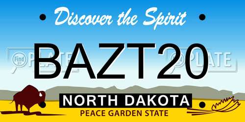 BAZT20 North Dakota License Plate