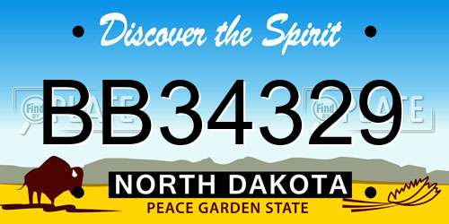 BB34329 North Dakota License Plate
