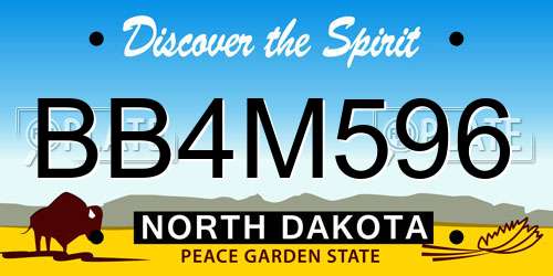 BB4M596 North Dakota License Plate