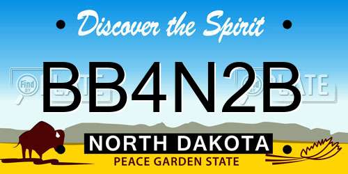BB4N2B North Dakota License Plate